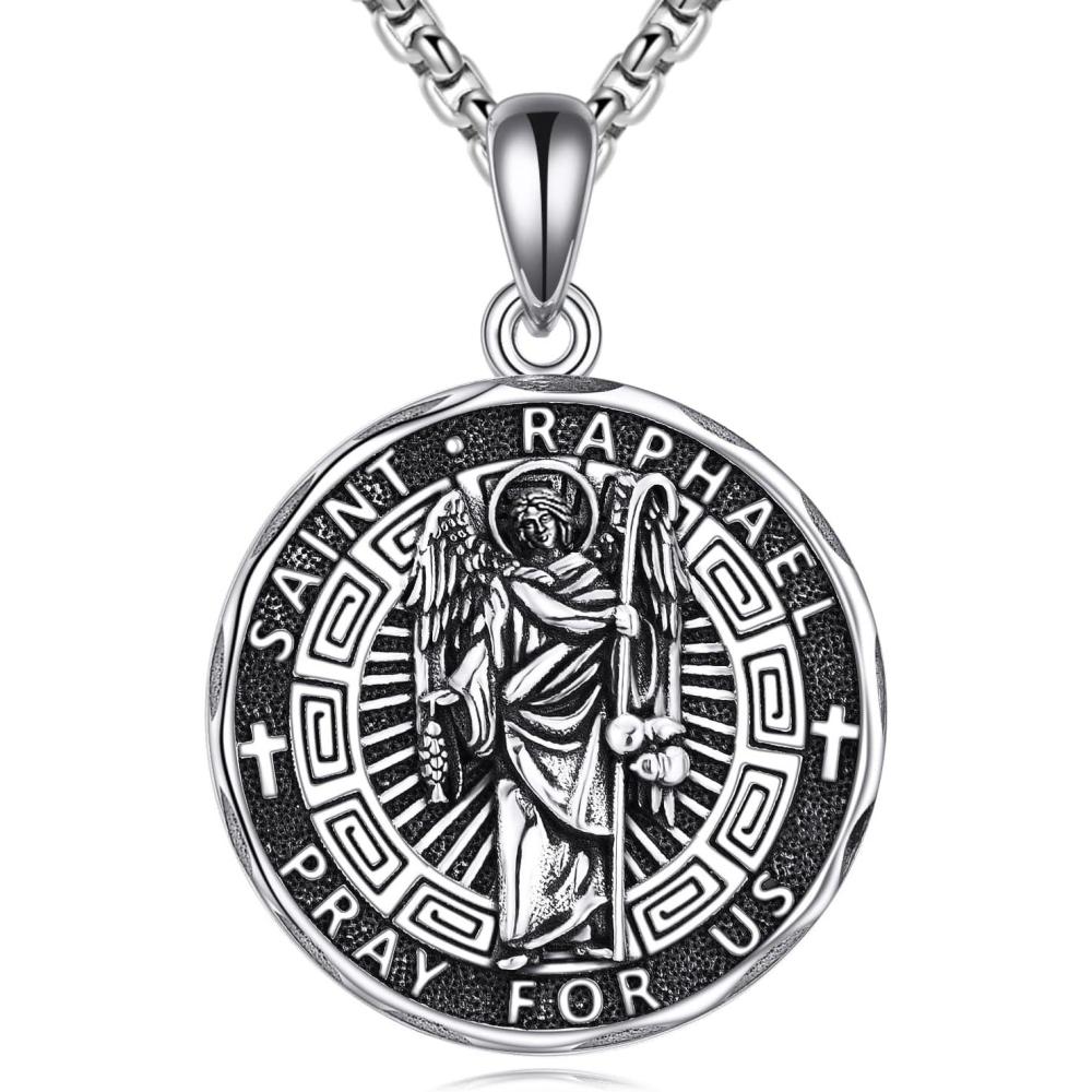 image:imageYFN Patron Saint Necklace Sterling Silver Amulet Medal Pendant Religious Protector Jewelry Gifts for Women Men10 St Raphael