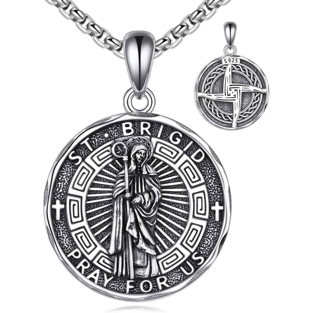 image:imageYFN Patron Saint Necklace Sterling Silver Amulet Medal Pendant Religious Protector Jewelry Gifts for Women Men11 St Brigid