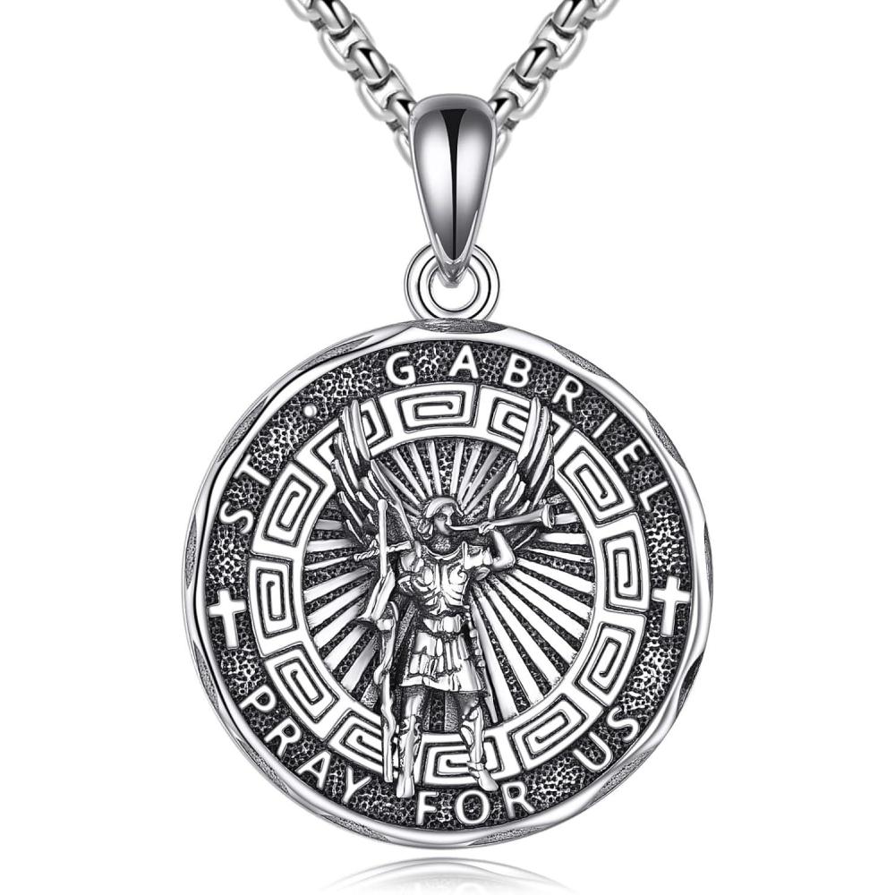 image:imageYFN Patron Saint Necklace Sterling Silver Amulet Medal Pendant Religious Protector Jewelry Gifts for Women Men12 St Gabriel