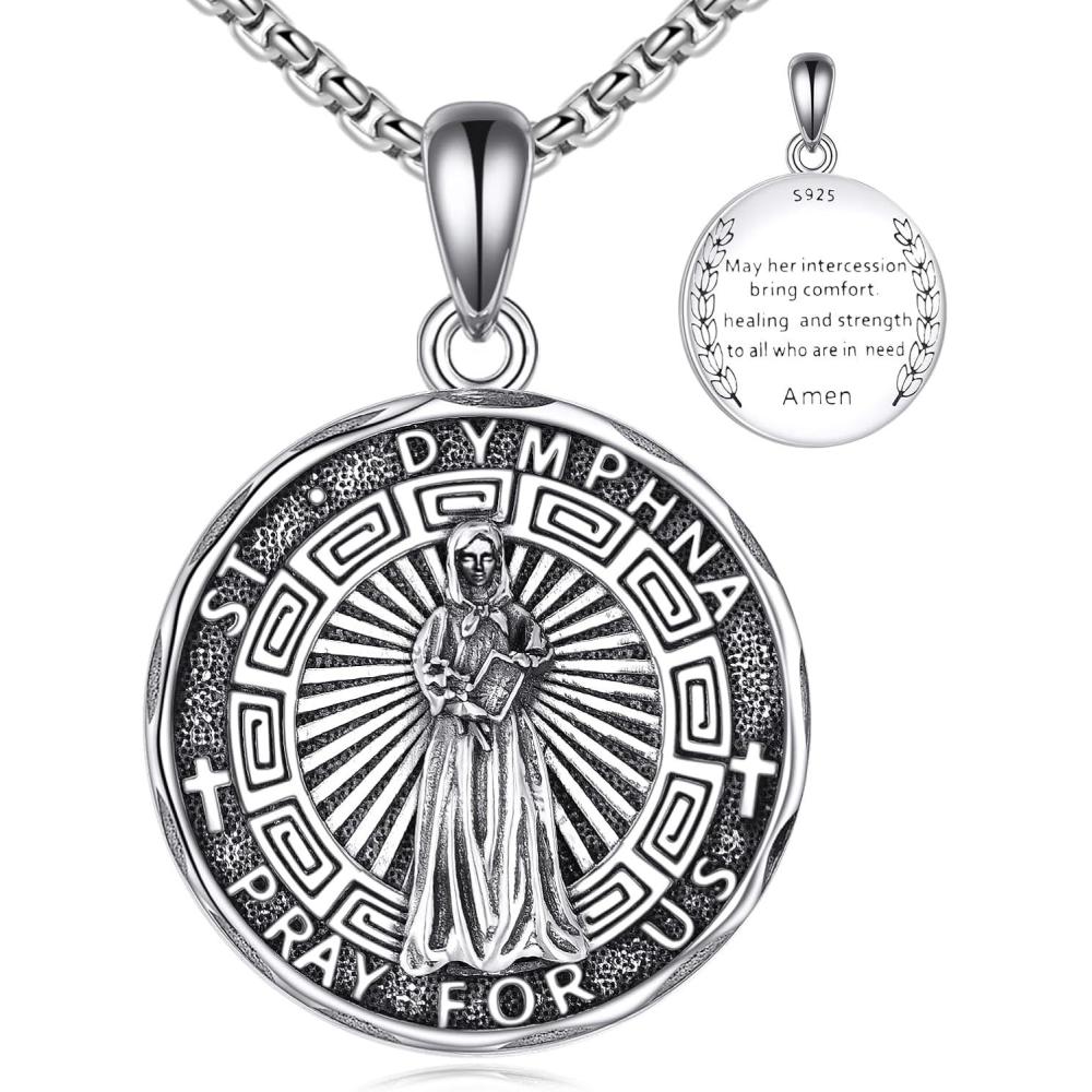 image:imageYFN Patron Saint Necklace Sterling Silver Amulet Medal Pendant Religious Protector Jewelry Gifts for Women Men13 St Dymphna