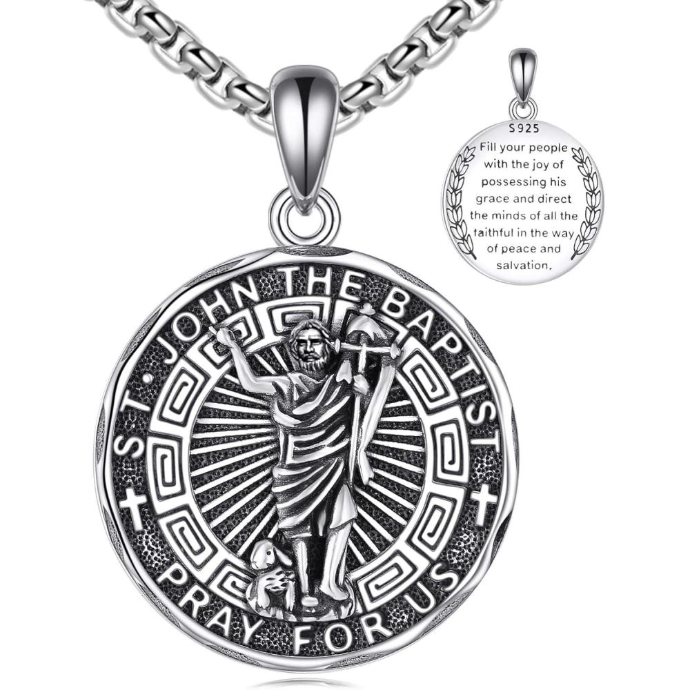 image:imageYFN Patron Saint Necklace Sterling Silver Amulet Medal Pendant Religious Protector Jewelry Gifts for Women Men17 St John The Baptist