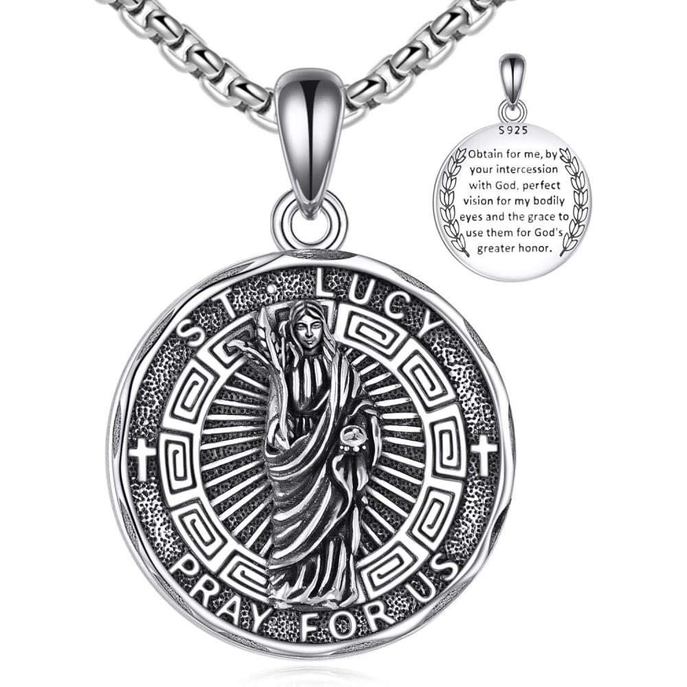 image:imageYFN Patron Saint Necklace Sterling Silver Amulet Medal Pendant Religious Protector Jewelry Gifts for Women Men18 St Lucy