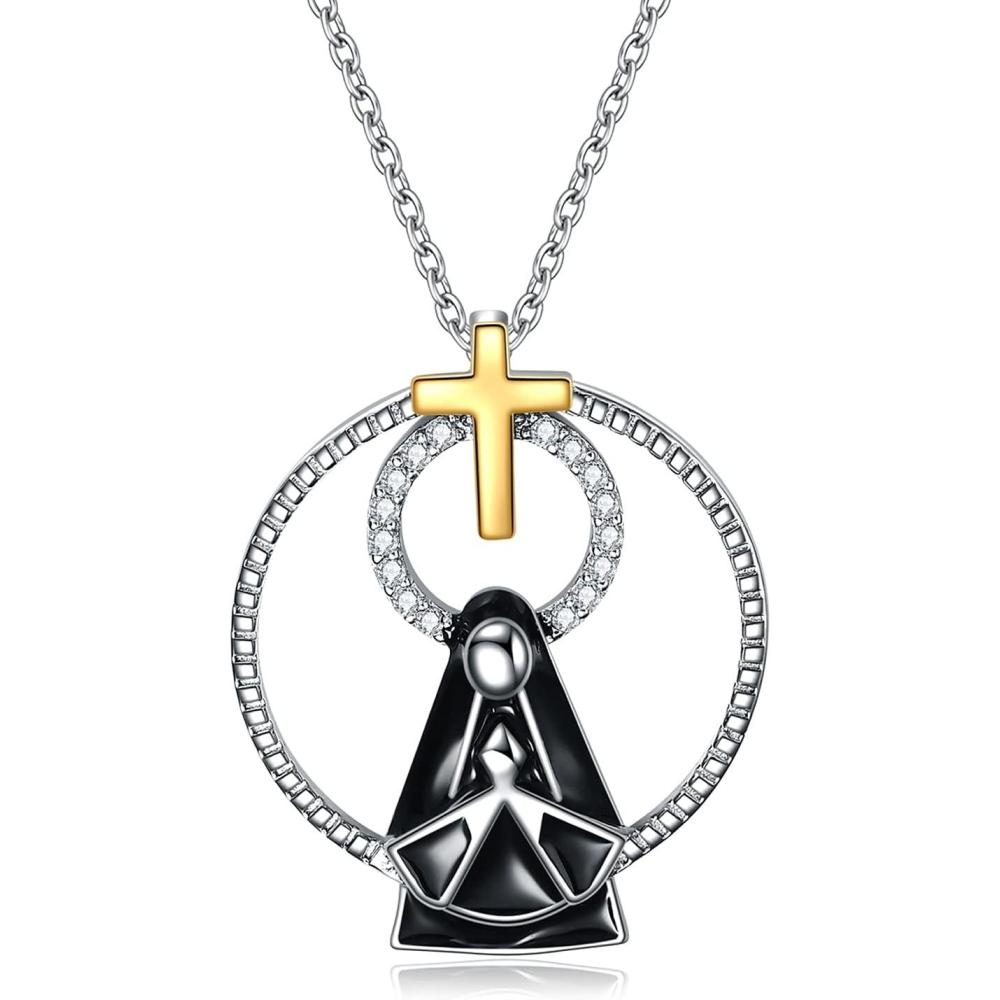 image:imageYFN Patron Saint Necklace Sterling Silver Amulet Medal Pendant Religious Protector Jewelry Gifts for Women Men25 Virgin Mary Black