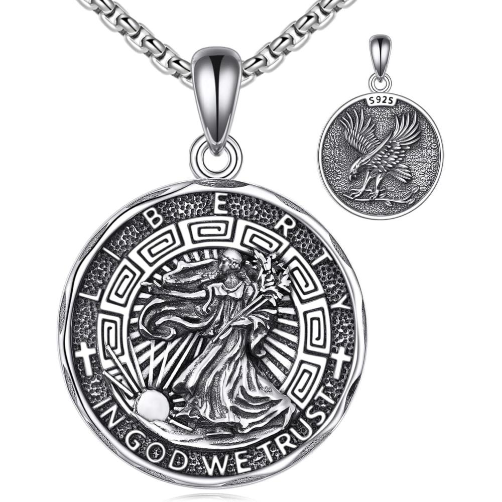 image:imageYFN Patron Saint Necklace Sterling Silver Amulet Medal Pendant Religious Protector Jewelry Gifts for Women Men27 Liberty