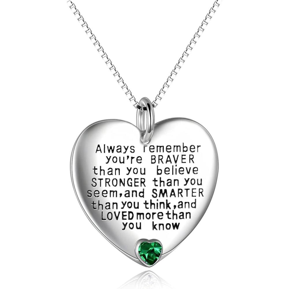 image:imageYFN Sterling Silver Always Remember You are Braver Than You Believe Jewelry Pendant Necklace Inspirational GiftsMay