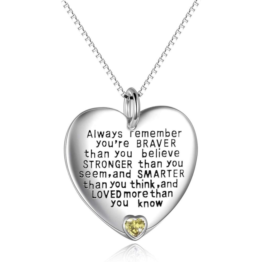 image:imageYFN Sterling Silver Always Remember You are Braver Than You Believe Jewelry Pendant Necklace Inspirational GiftsNovember