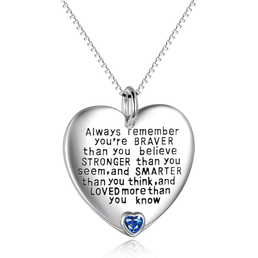 image:imageYFN Sterling Silver Always Remember You are Braver Than You Believe Jewelry Pendant Necklace Inspirational GiftsSeptember