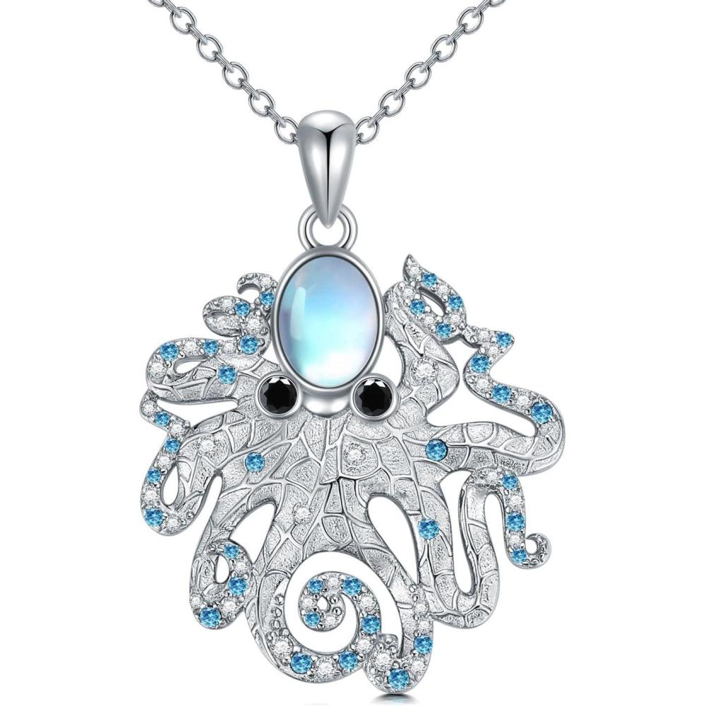 image:imageYFN Sterling Silver JellyfishOctopusWhale Tail Pendant Necklace Ocean Animal Jewelry Gift for WomenOctopus