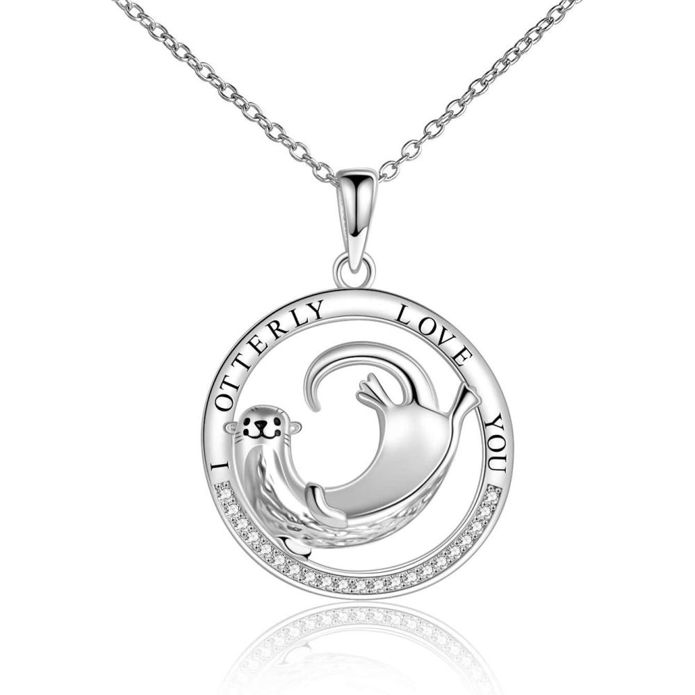 image:imageYFN Sterling Silver JellyfishOctopusWhale Tail Pendant Necklace Ocean Animal Jewelry Gift for WomenOtter