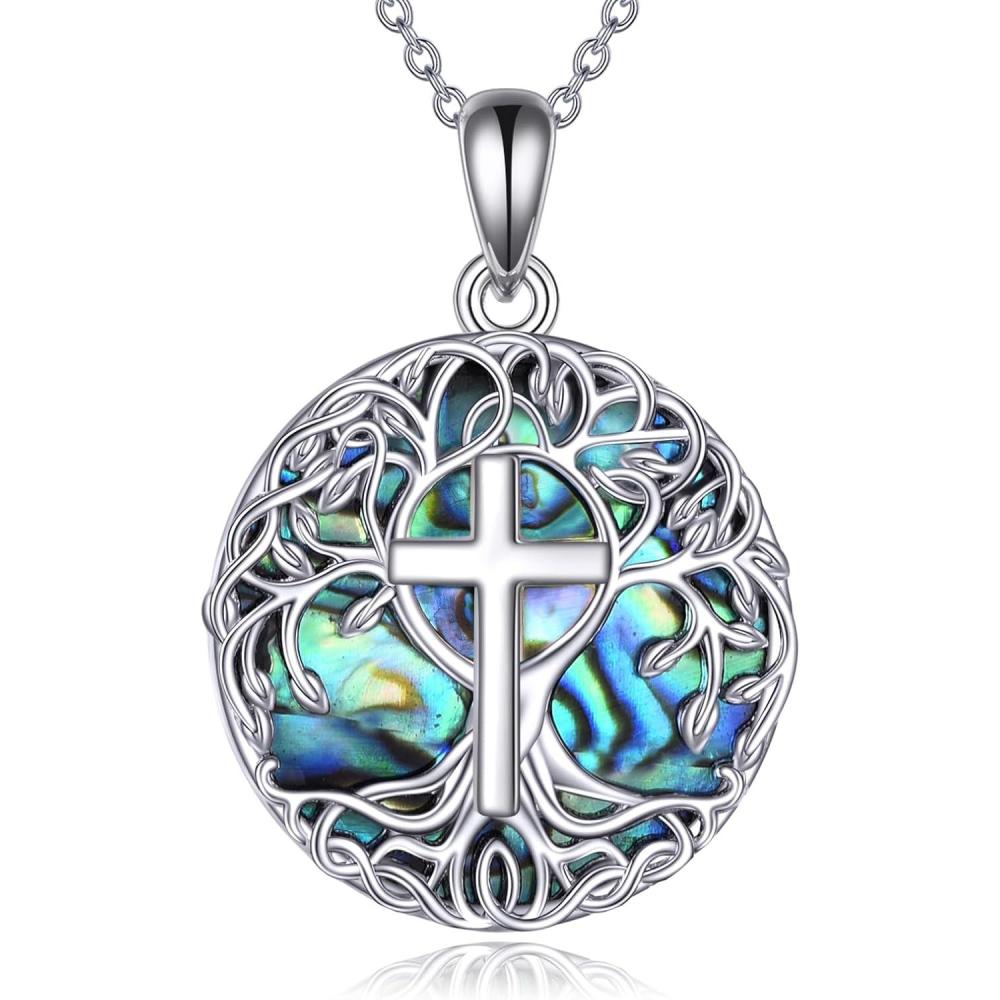 image:imageYFN Tree of Life Necklace Sterling Silver Celtic Knot Tree Pendant Jewelry Gifts for Women MenCross