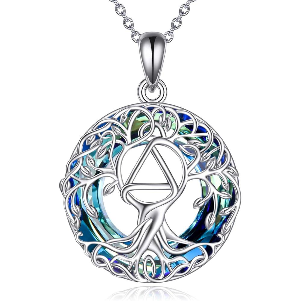 image:imageYFN Tree of Life Necklace Sterling Silver Celtic Knot Tree Pendant Jewelry Gifts for Women MenSobriety Crystal