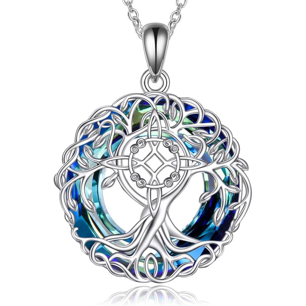 image:imageYFN Tree of Life Necklace Sterling Silver Celtic Knot Tree Pendant Jewelry Gifts for Women MenWitches Knot Crystal