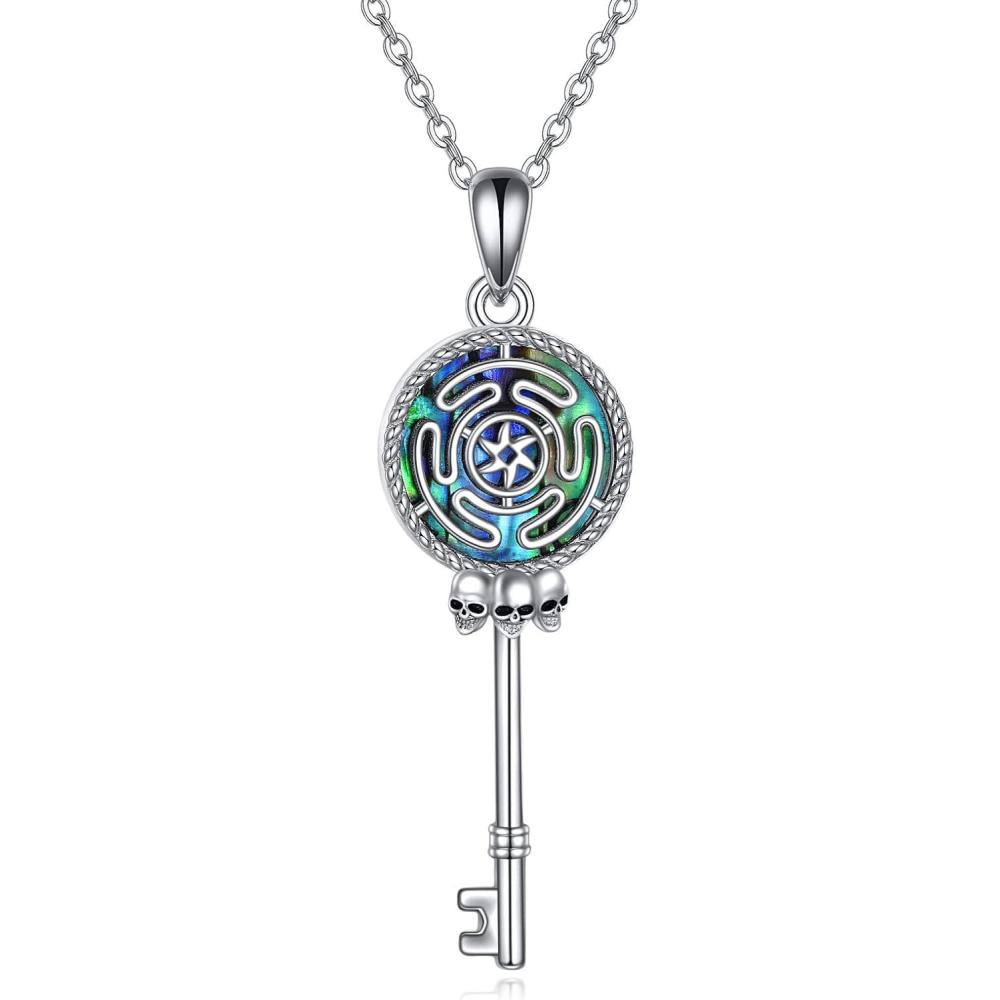 image:imageYFN Triple Moon Goddess Necklace Sterling Silver Pentagram Pentacle Opal Pendant necklace Pagan Wiccan Magic Amulet Tree of Life Jewelry for Women Men 18SilverHecate Necklace
