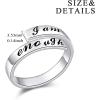 AXELUNA 925 Sterling Silver Ring I am Enough Adjustable Rings for Women (Silver, 7)(Silver)