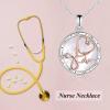 YFN 925 Sterling Silver Caduceus Angel Nursing Themed Pendant Necklace 18″(Stethoscope Necklace)