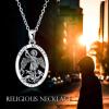 YFN 925 Sterling Silver Patron Saint Medal Necklace Amulet Necklace Protection Jewelry for Women and Men(with Gift Box)(B02 St. Michael)