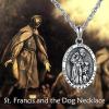 YFN 925 Sterling Silver Patron Saint Medal Necklace Amulet Necklace Protection Jewelry for Women and Men(with Gift Box)(C01 St. Francis)