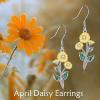 YFN Birth Month Flower Drop Dangle Earrings S925 Sterling Silver Birthday Jewelry Gifts for Women(Drop-Aprial Daisy Earrings)
