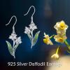 YFN Birth Month Flower Drop Dangle Earrings S925 Sterling Silver Birthday Jewelry Gifts for Women(Drop-Daffodil March Earrings)
