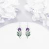 YFN Birth Month Flower Drop Dangle Earrings S925 Sterling Silver Birthday Jewelry Gifts for Women(Drop-February-Violet Earrings)