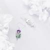 YFN Birth Month Flower Drop Dangle Earrings S925 Sterling Silver Birthday Jewelry Gifts for Women(Drop-February-Violet Earrings)