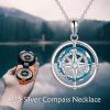 YFN Compass Necklace Sterling Silver Map Necklace Graduation Friendship Talisman Travel Necklace Inspirational Graduation Gift Jewelry Gifts for Women Men