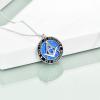 YFN Masonic Pendant Necklace Sterling Silver for Men, Freemason Compass Symbol Opal/Abalone Jewelry Gifts for Women Men 18+2″(Blue-Masonic Opal Necklace)