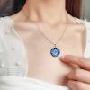 YFN Masonic Pendant Necklace Sterling Silver for Men, Freemason Compass Symbol Opal/Abalone Jewelry Gifts for Women Men 18+2″(Blue-Masonic Opal Necklace)