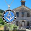 YFN Masonic Pendant Necklace Sterling Silver for Men, Freemason Compass Symbol Opal/Abalone Jewelry Gifts for Women Men 18+2″(Blue-Masonic Opal Necklace)