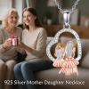 YFN Mom Necklace for Women Sterling Silver mother necklace Mothers Day Birthday Jewelry Gifts for Mother Grandma 18″(Silver-Mother Daughter Necklace)