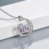 YFN Owl Necklace Inspirational Jewelry Sterling Silver Never Give Up Owl Gifts Moon Star Necklace for Women(Purple Owl Necklace Mom Daughter)