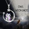 YFN Owl Necklace Inspirational Jewelry Sterling Silver Never Give Up Owl Gifts Moon Star Necklace for Women(Silver Owl Necklace)