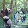 YFN Panda Sterling Silver Panda Bamboo Pendant Necklace with Blue Crystal