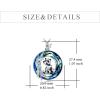 YFN Panda Sterling Silver Panda Bamboo Pendant Necklace with Blue Crystal