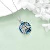 YFN Panda Sterling Silver Panda Bamboo Pendant Necklace with Blue Crystal