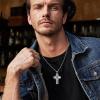 YFN Patron Saint Necklace Sterling Silver Amulet Medal Pendant Religious Protector Jewelry Gifts for Women Men(02. St Christopher (Cross))