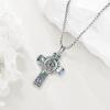 YFN Patron Saint Necklace Sterling Silver Amulet Medal Pendant Religious Protector Jewelry Gifts for Women Men(02. St Christopher (Cross))