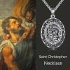 YFN Patron Saint Necklace Sterling Silver Amulet Medal Pendant Religious Protector Jewelry Gifts for Women Men(02. St Christopher (Oval))