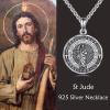 YFN Patron Saint Necklace Sterling Silver Amulet Medal Pendant Religious Protector Jewelry Gifts for Women Men(03. St Jude)