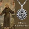 YFN Patron Saint Necklace Sterling Silver Amulet Medal Pendant Religious Protector Jewelry Gifts for Women Men(04. St Francis)