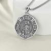 YFN Patron Saint Necklace Sterling Silver Amulet Medal Pendant Religious Protector Jewelry Gifts for Women Men(05. St Florian (Large))