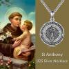 YFN Patron Saint Necklace Sterling Silver Amulet Medal Pendant Religious Protector Jewelry Gifts for Women Men(06. St Anthony)