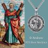 YFN Patron Saint Necklace Sterling Silver Amulet Medal Pendant Religious Protector Jewelry Gifts for Women Men(07. St Andrew)