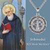 YFN Patron Saint Necklace Sterling Silver Amulet Medal Pendant Religious Protector Jewelry Gifts for Women Men(08. St Benedict)
