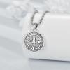 YFN Patron Saint Necklace Sterling Silver Amulet Medal Pendant Religious Protector Jewelry Gifts for Women Men(08. St Benedict)