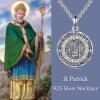 YFN Patron Saint Necklace Sterling Silver Amulet Medal Pendant Religious Protector Jewelry Gifts for Women Men(20. St Patrick)