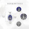 YFN Patron Saint Necklace Sterling Silver Amulet Medal Pendant Religious Protector Jewelry Gifts for Women Men(25. Virgin Mary (Blue))