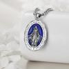 YFN Patron Saint Necklace Sterling Silver Amulet Medal Pendant Religious Protector Jewelry Gifts for Women Men(25. Virgin Mary (Blue))
