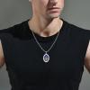 YFN Patron Saint Necklace Sterling Silver Amulet Medal Pendant Religious Protector Jewelry Gifts for Women Men(25. Virgin Mary (Blue))
