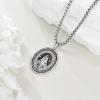 YFN Patron Saint Necklace Sterling Silver Amulet Medal Pendant Religious Protector Jewelry Gifts for Women Men(25. Virgin Mary (Oval))